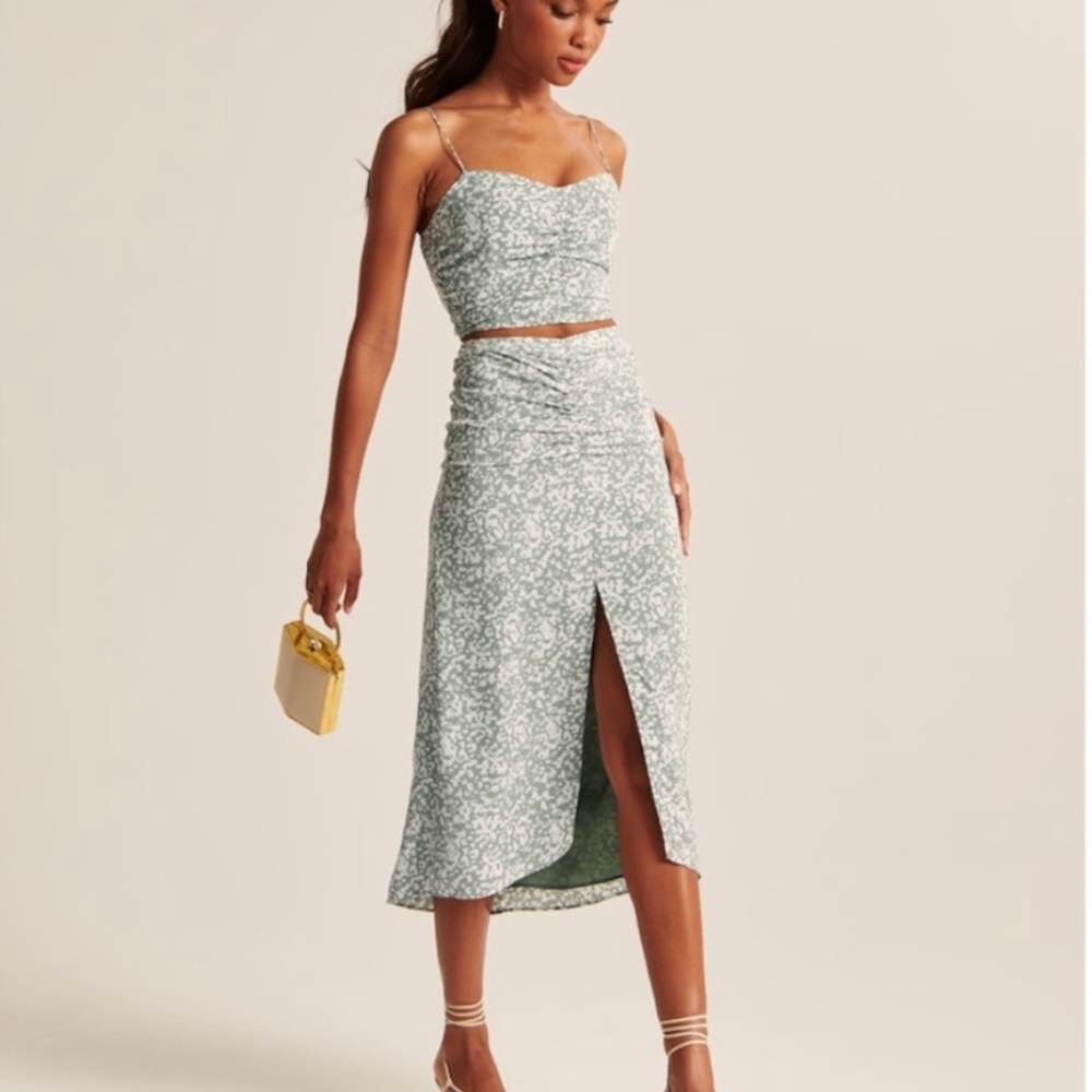 A&F green ruched midaxi Best Dressed set